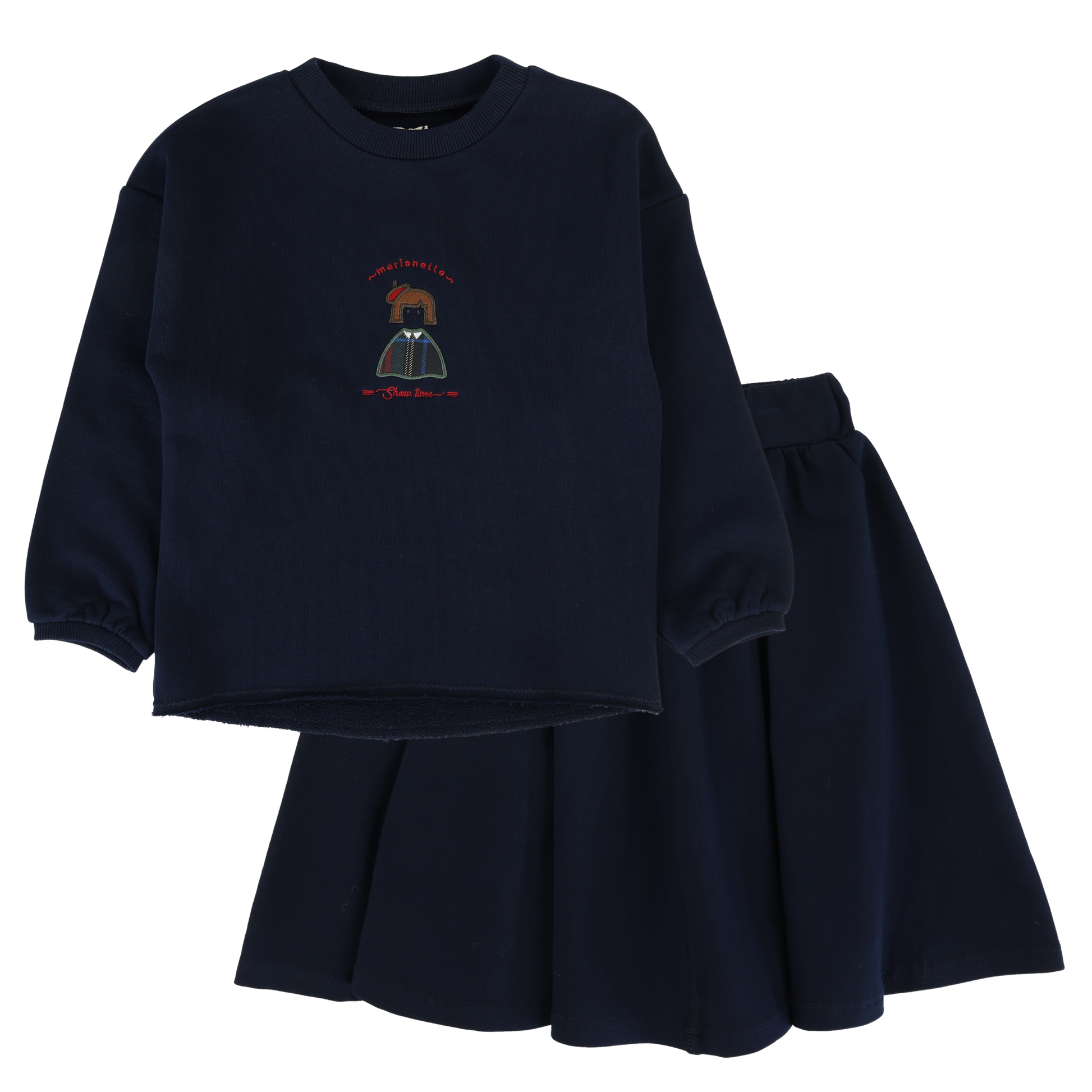 Plaid Detail Sweatshirt Skirt Set