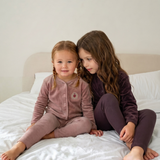 Velour Crest Lounge Set-Eggplant