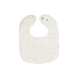 Linear Printed Terry Bib - Cream/ Navy Dot