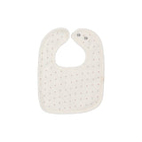 Linear Printed Terry Bib - Cream/Red Dot