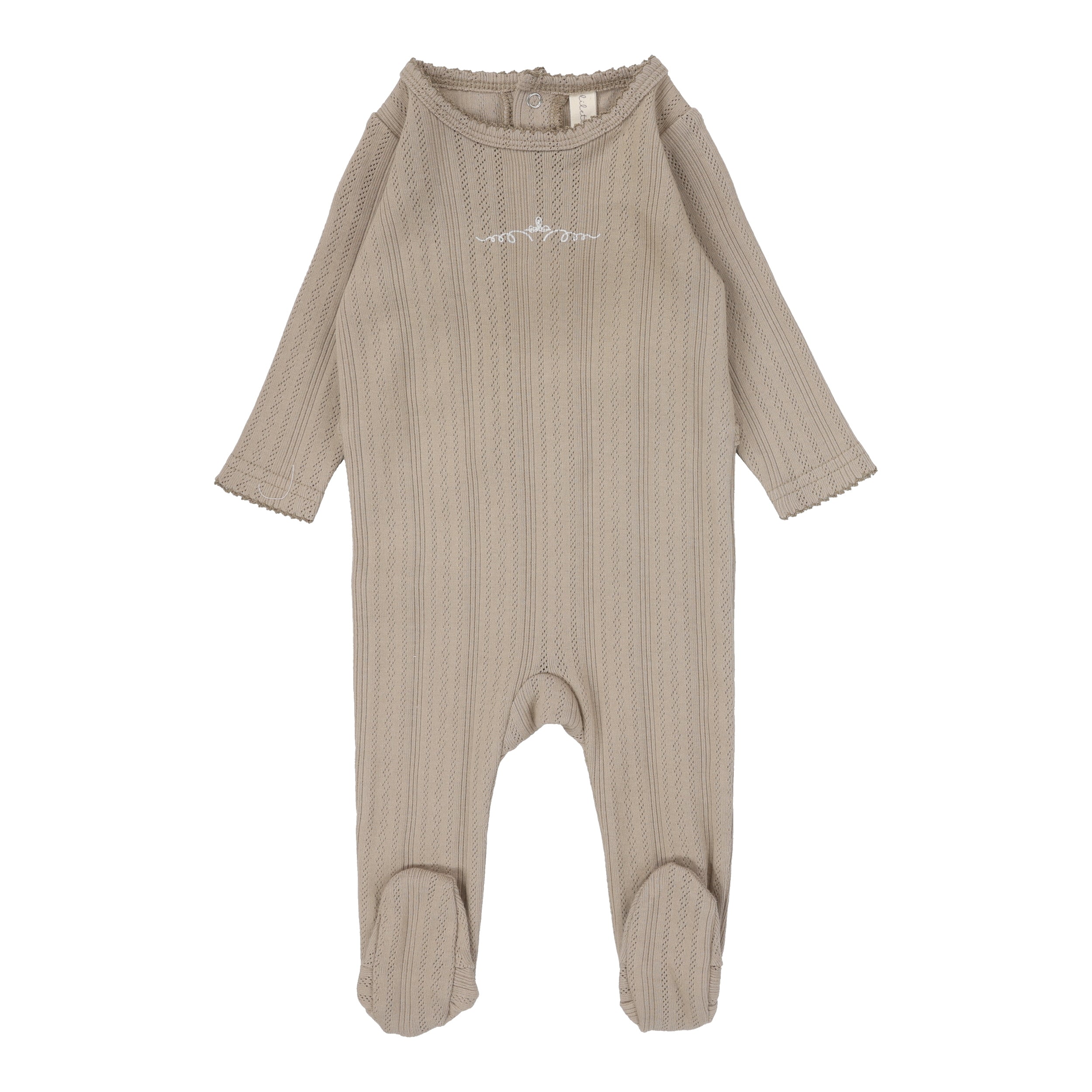 Pointelle Graphic Footie  - Oat-Crown
