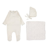 Pointelle Graphic Layette Set - Cream/Blue Crown