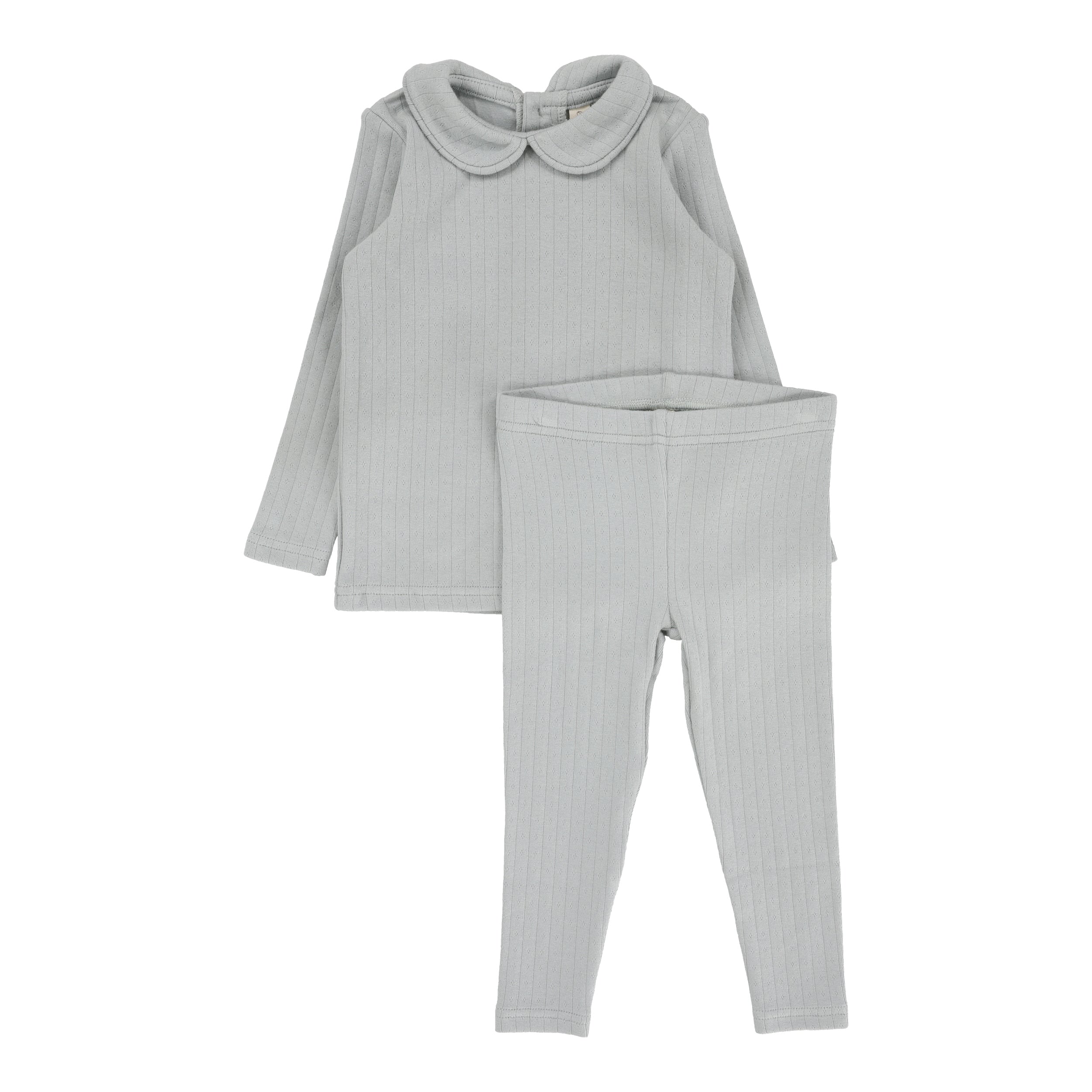 Fine Pointelle Collar Set - Light Blue Peter Pan