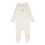 Emblem Embroidered Footie  - Cream/Oat