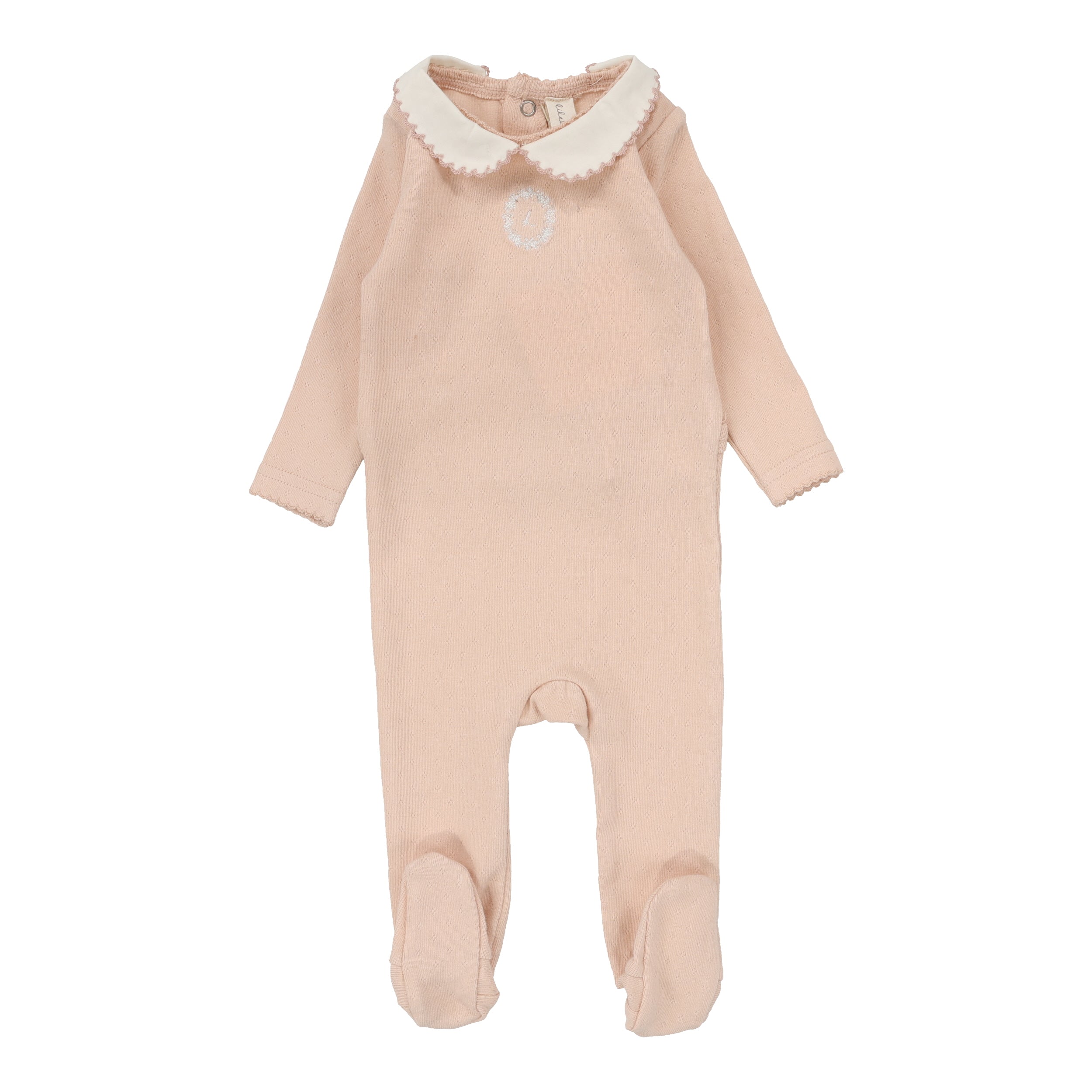 Emblem Embroidered Footie  - Dusty Pink