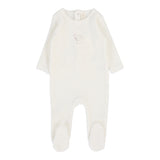 Velour Forest Graphic Footie - Winter White/Pink