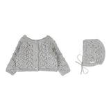 Popcorn Weave Cardigan Set - Light Blue