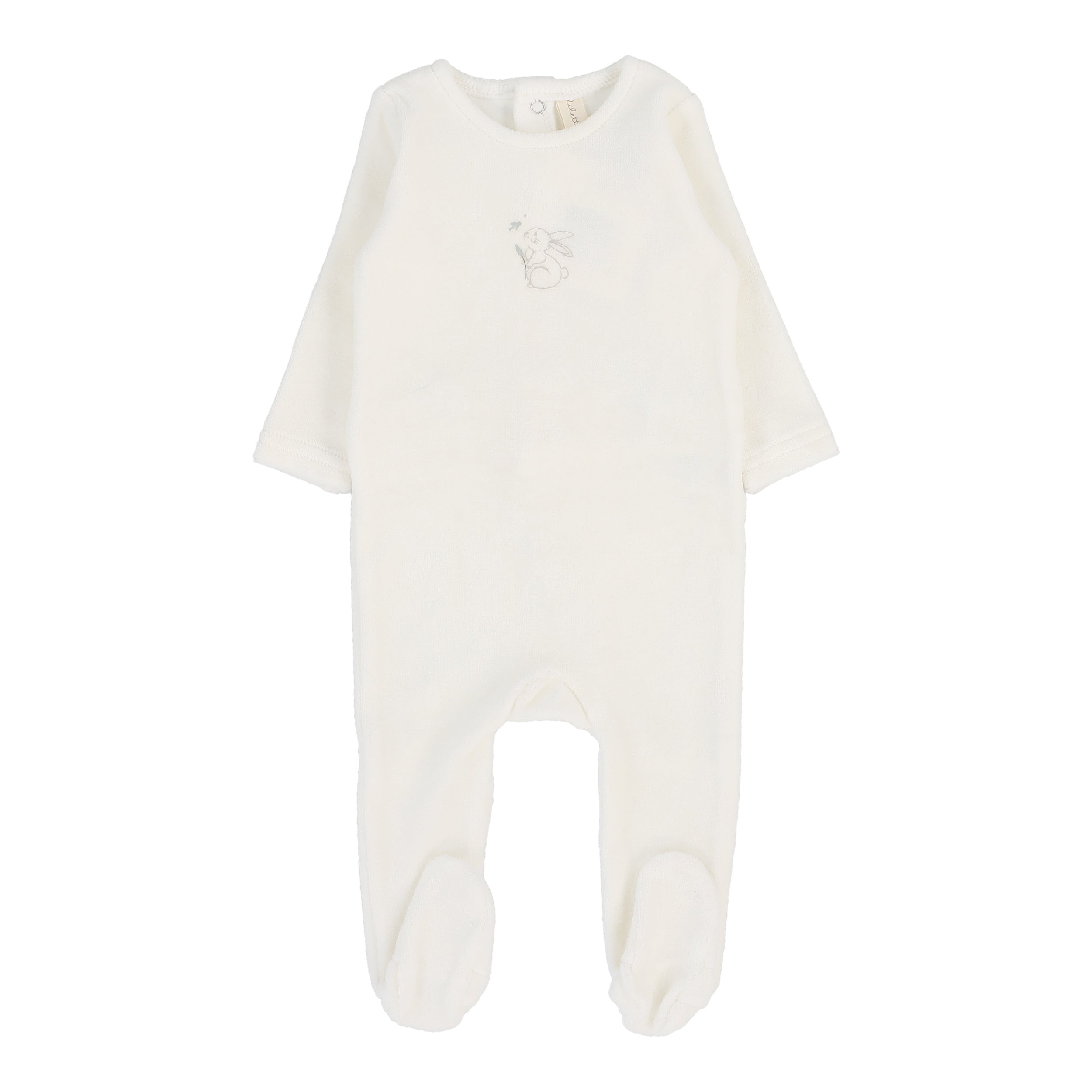 Velour Forest Graphic Footie - Winter White/Oat