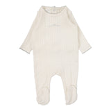 Pointelle Graphic Footie  - Cream/Blue Crown