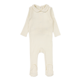 Fine Pointelle Collar Footie - Cream Peter Pan