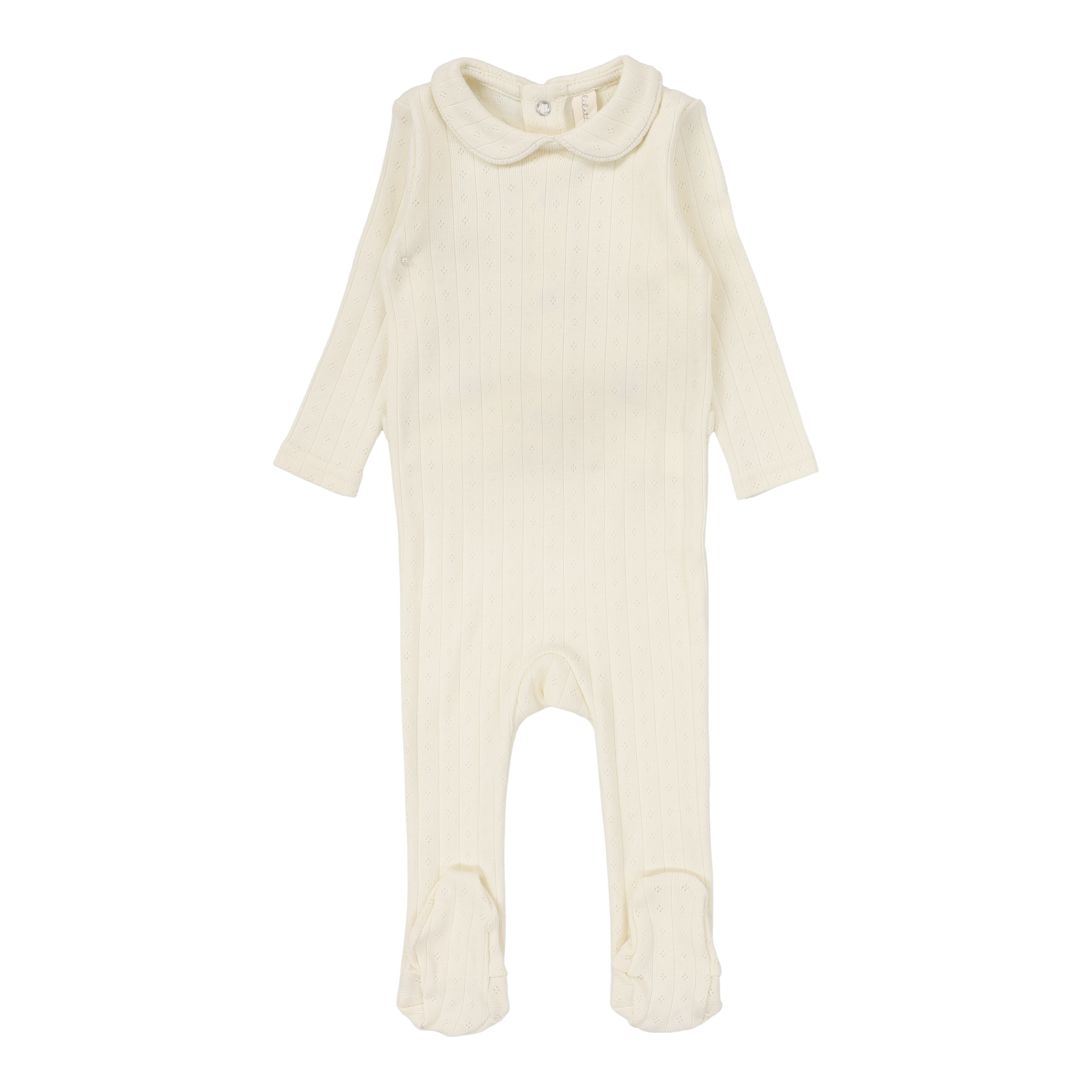 Fine Pointelle Collar Footie - Cream Peter Pan