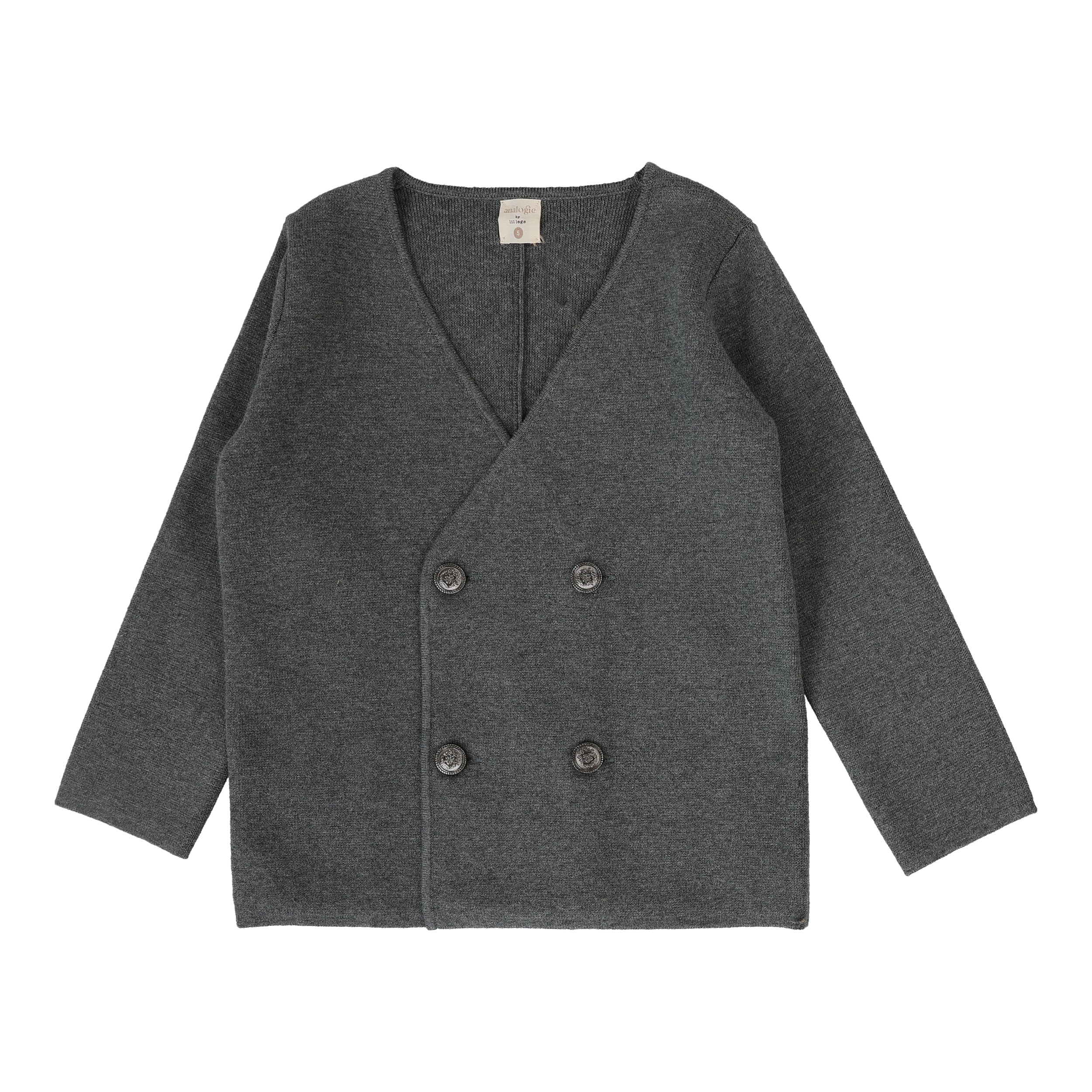 Double Breasted Knit Blazer-Mid Grey
