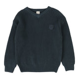 Knit V-Neck Sweater-Slate