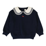 Embroidered Cherry Sweatshirt-Navy