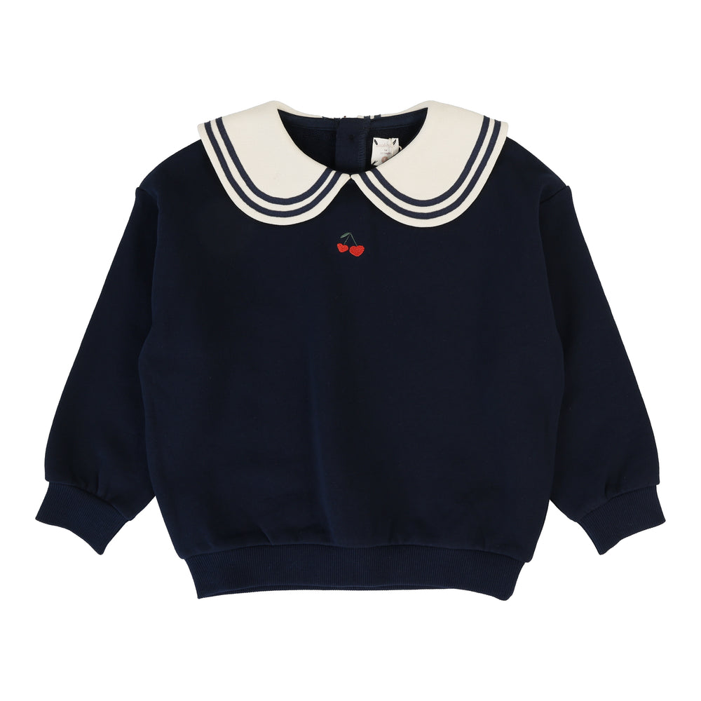 Embroidered Cherry Sweatshirt-Navy