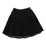 Pleated Denim Skirt-Black Denim