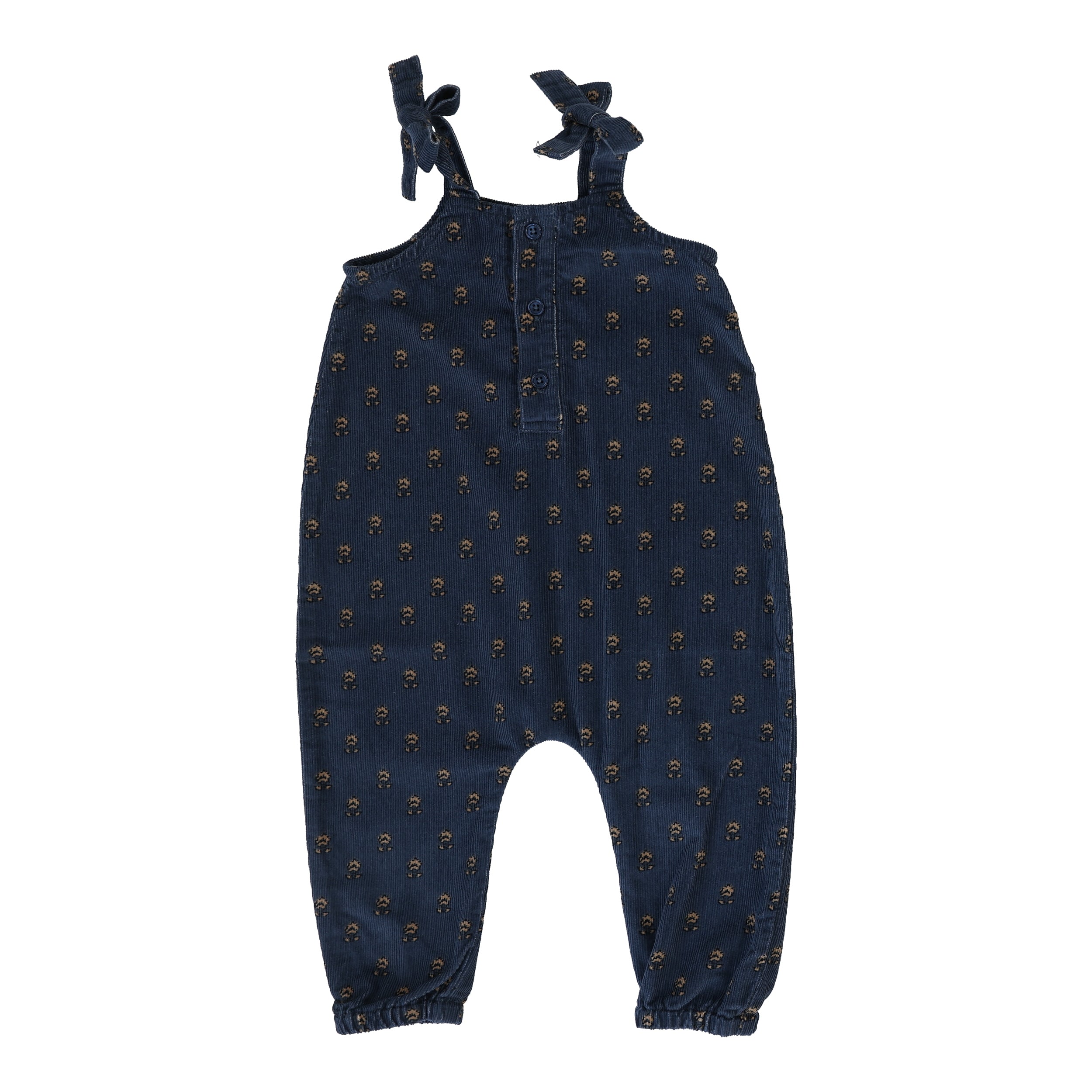 Vintage Floral Corduroy Overalls-Off Blue