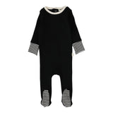 Striped Cuff Footie-Black/Cream