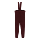 Knit Long Suspender Leggings-Wine