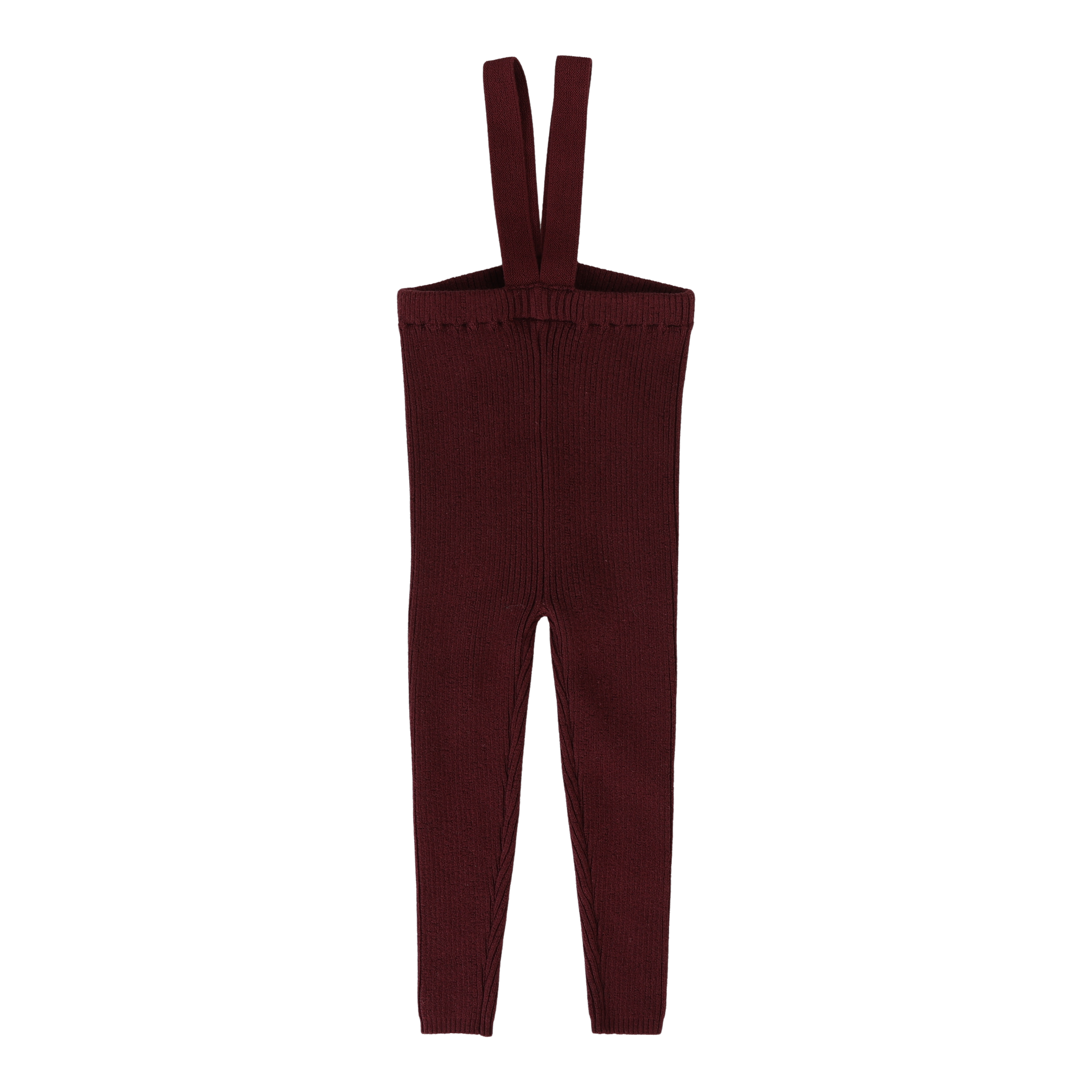Knit Long Suspender Leggings-Wine