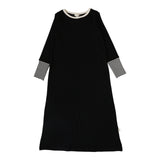 Striped Cuff Night Gown-Black/Cream