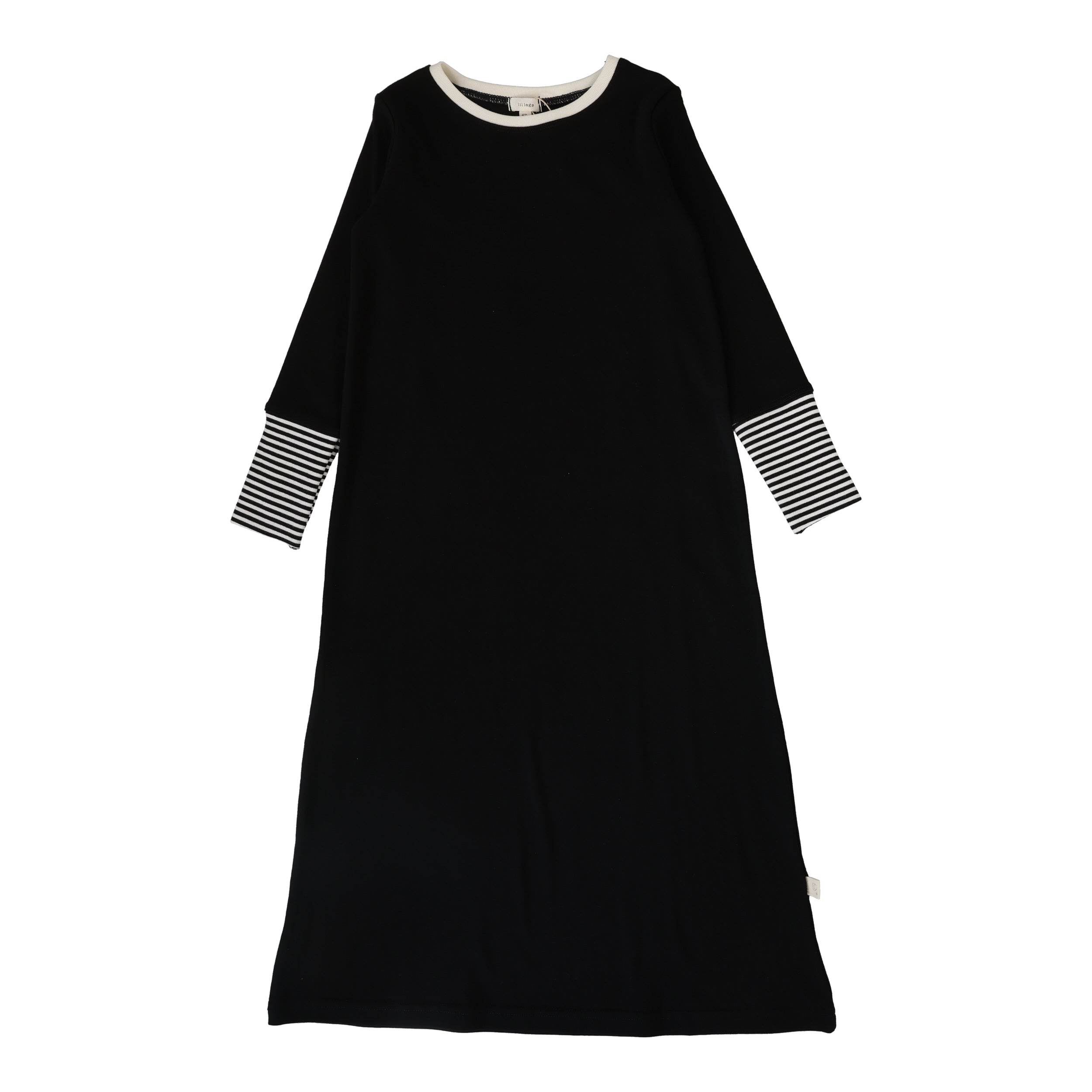 Striped Cuff Night Gown-Black/Cream