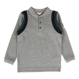 Striped Accent Polo-Grey