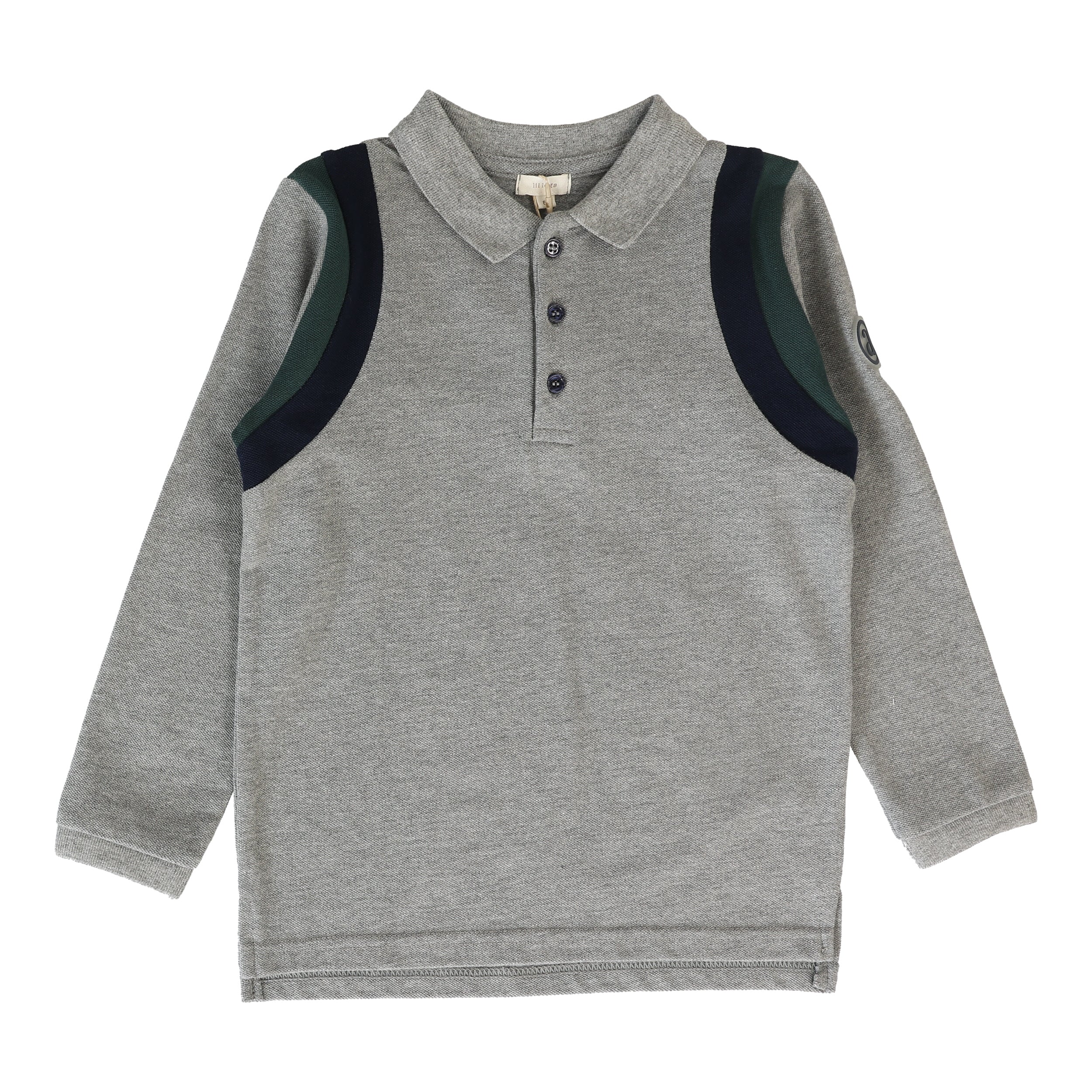 Striped Accent Polo-Grey