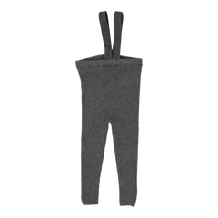 Knit Long Suspender Leggings-Mid Grey