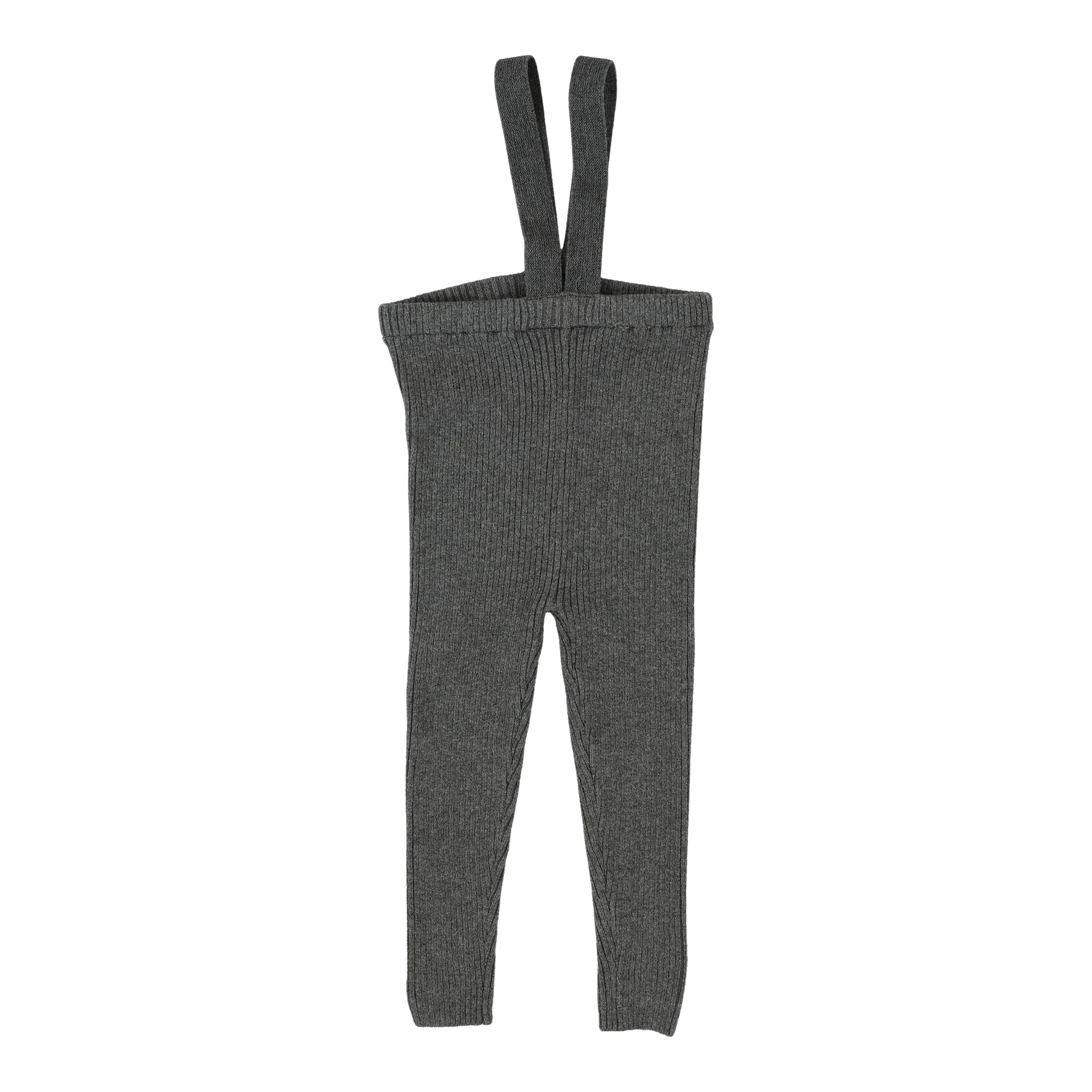 Knit Long Suspender Leggings-Mid Grey