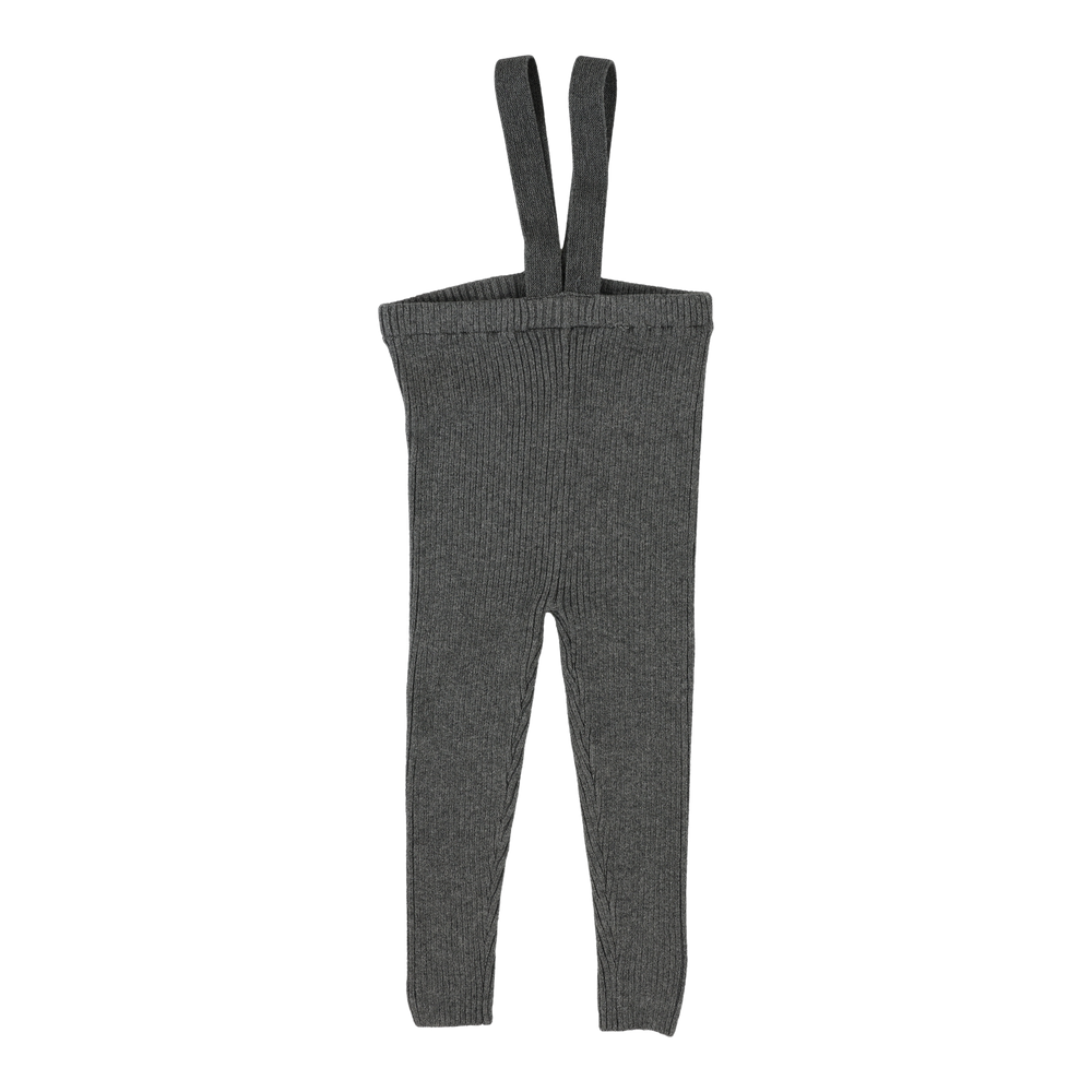 Knit Long Suspender Leggings-Mid Grey