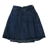 Pleated Denim Skirt-Blue Denim