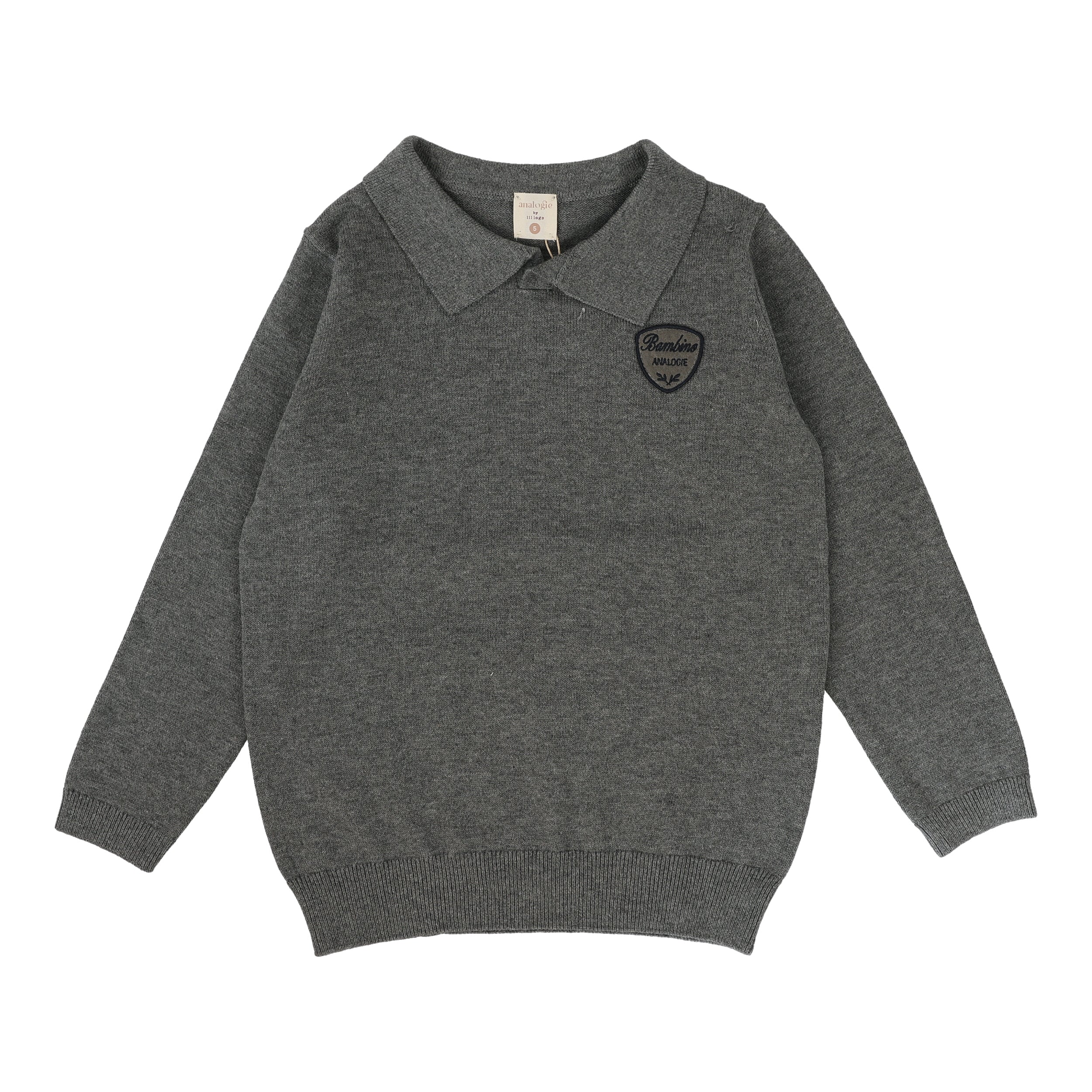 Knit Polo-Mid Grey