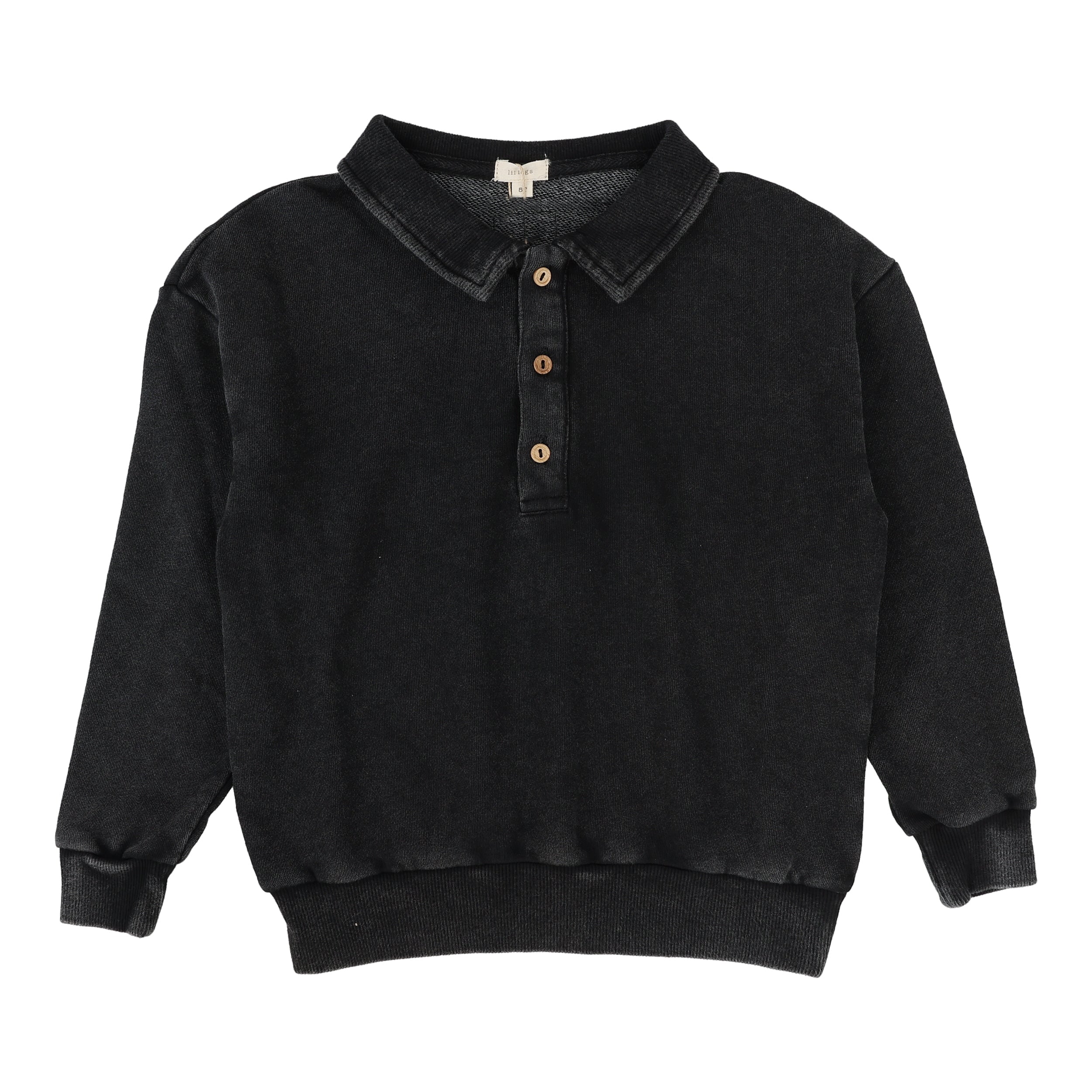Sweatshirt Polo-Black Wash