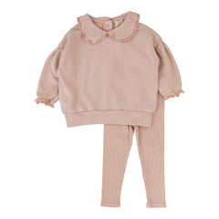 Wash Girls Sweatshirt Set-Dusty Pink