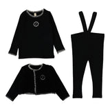 Velour Cardi Lounge Set  - Black