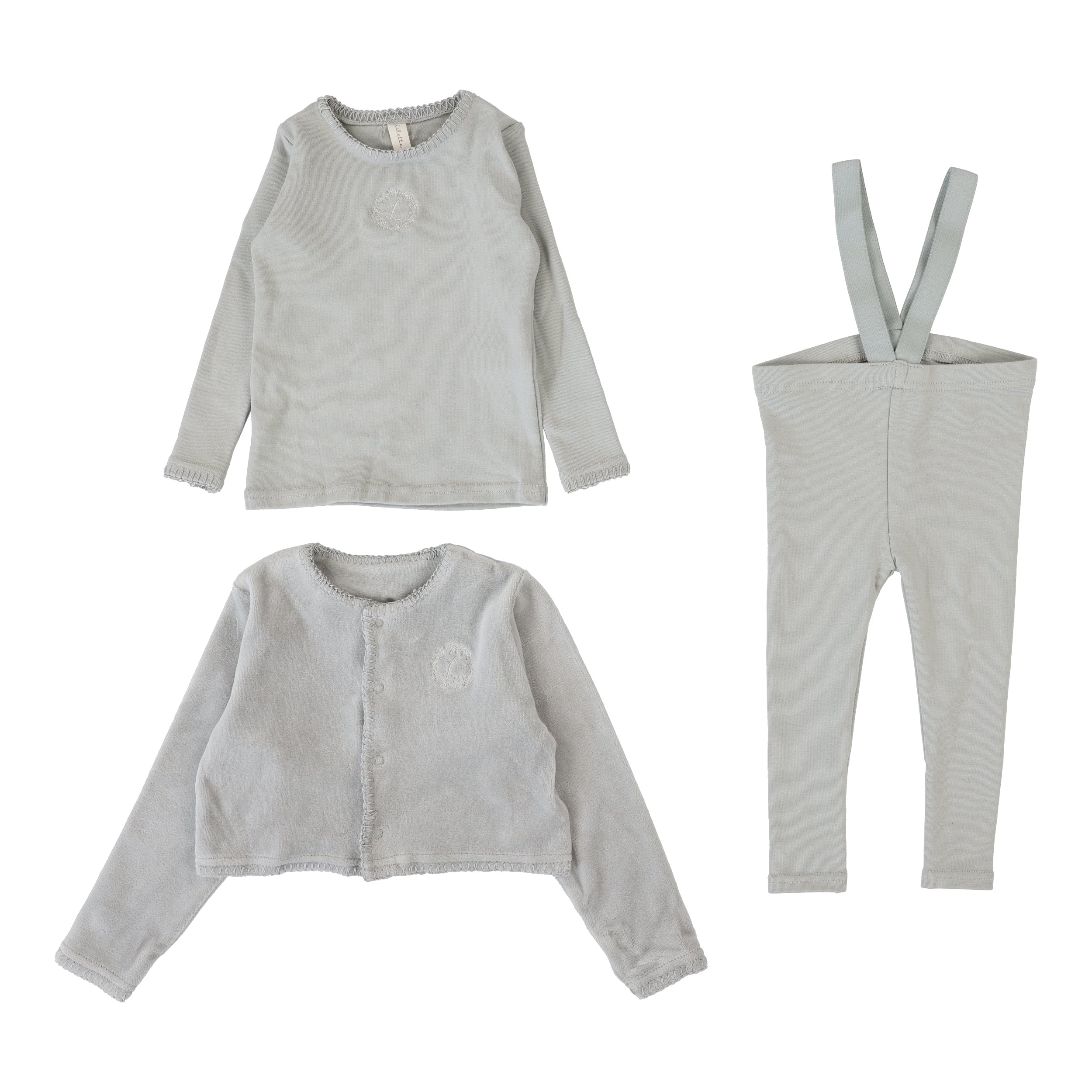 Velour Cardi Lounge Set  - Dusty Blue