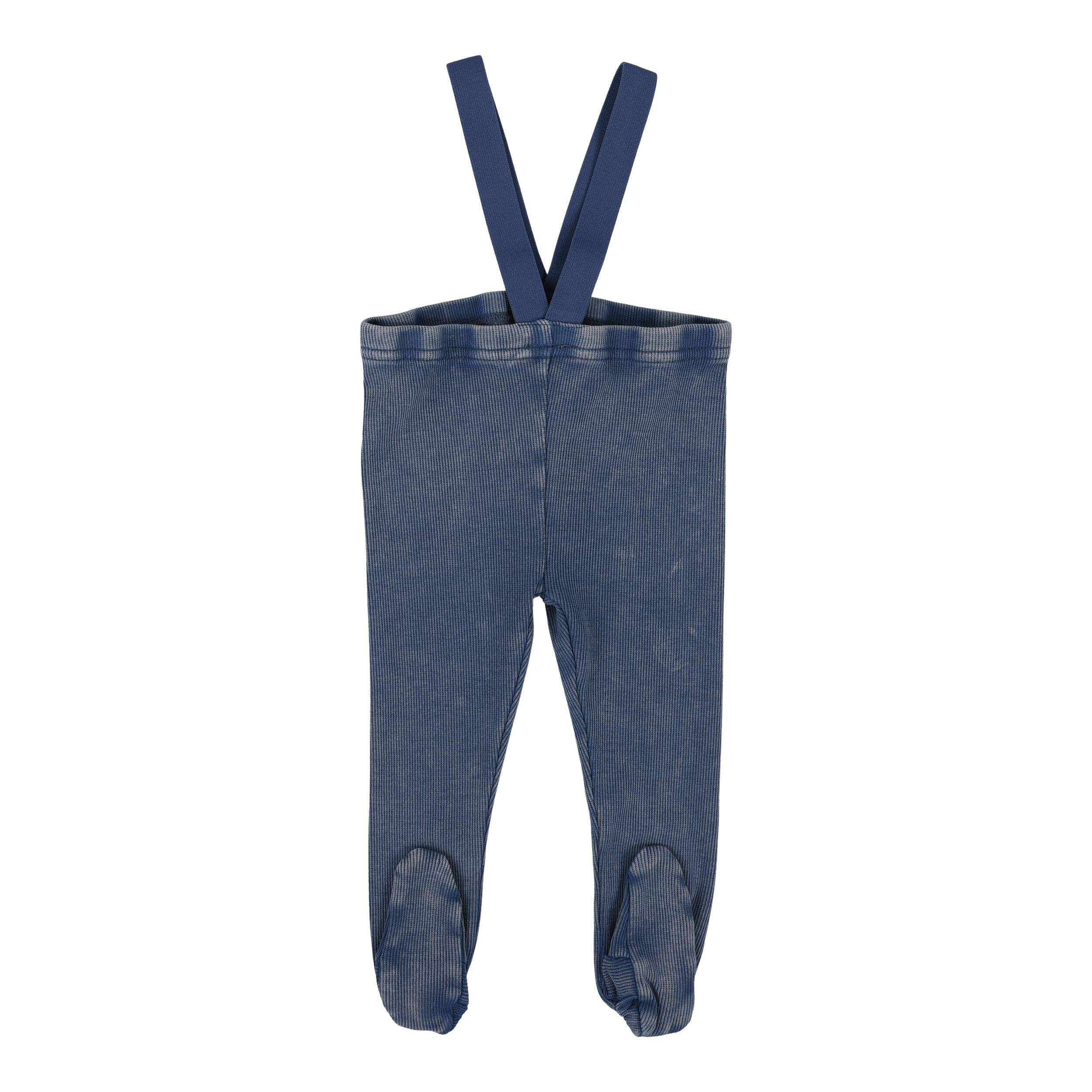 Footed Suspender Leggings - Blue Wash