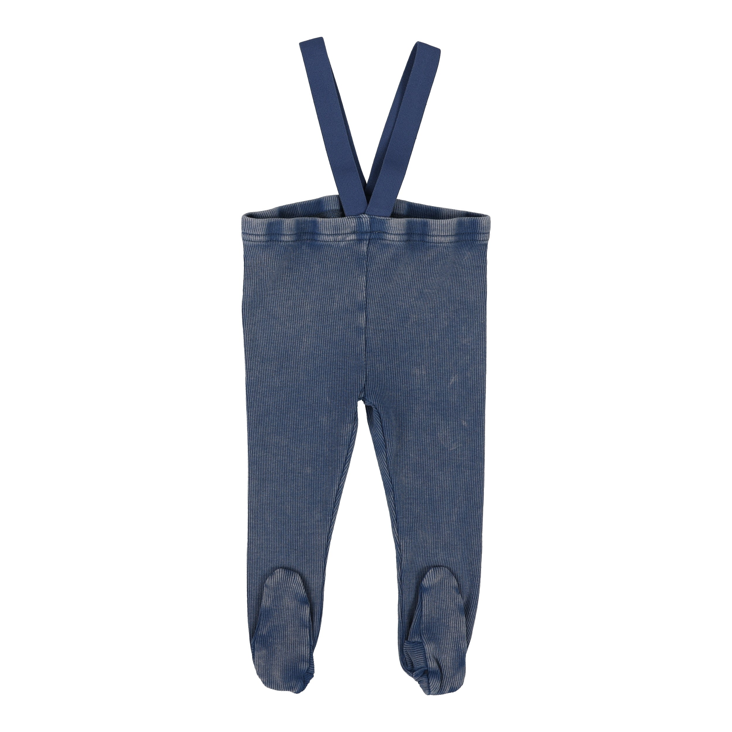 Footed Suspender Leggings - Blue Wash