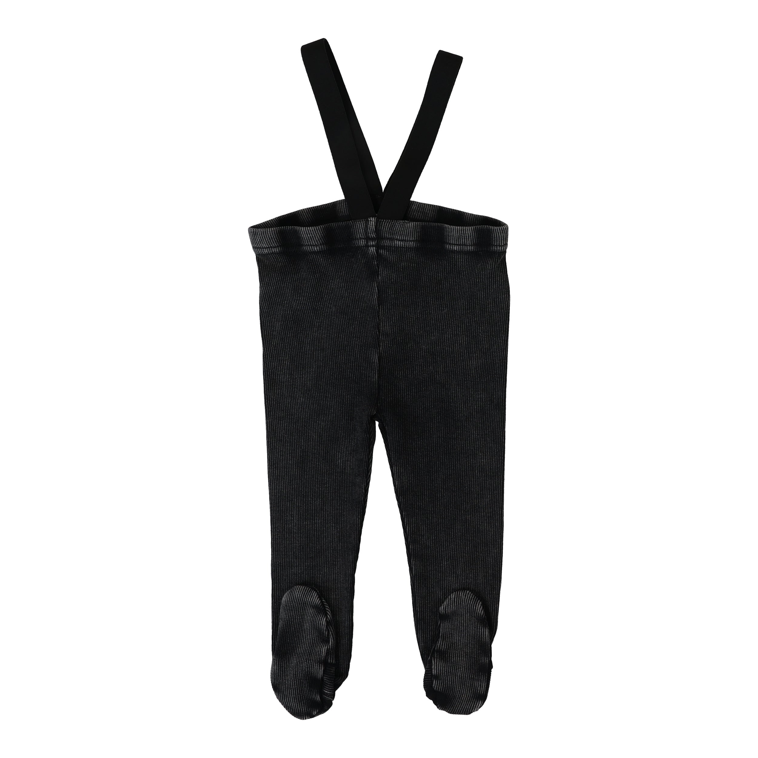 Denim Wash Suspender Leggings - Black Wash