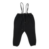 Denim Bow Suspender Romper - Black Denim
