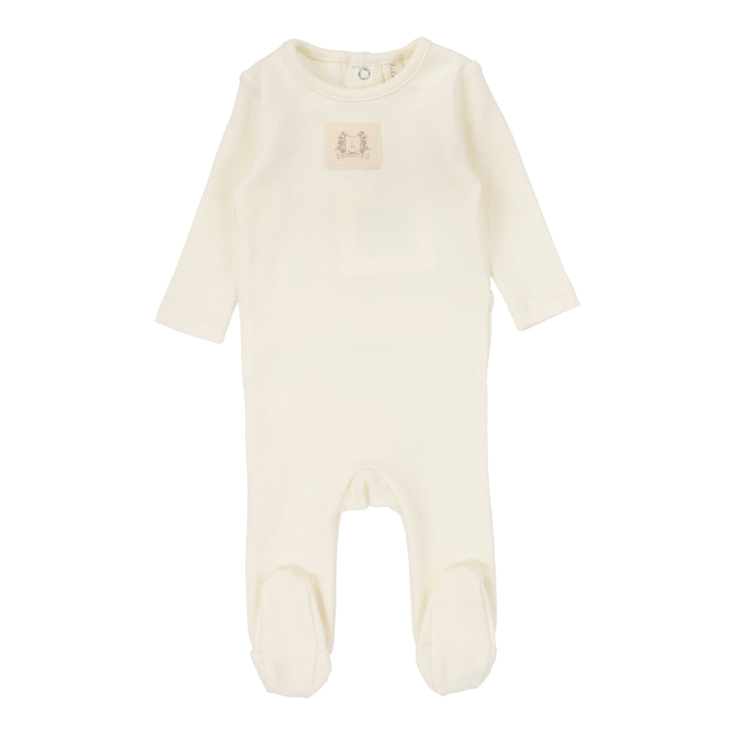 Pointelle Emblem Footie - Cream