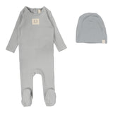 Pointelle Emblem Footie Set  - Light Blue