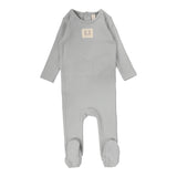 Pointelle Emblem Footie - Light Blue