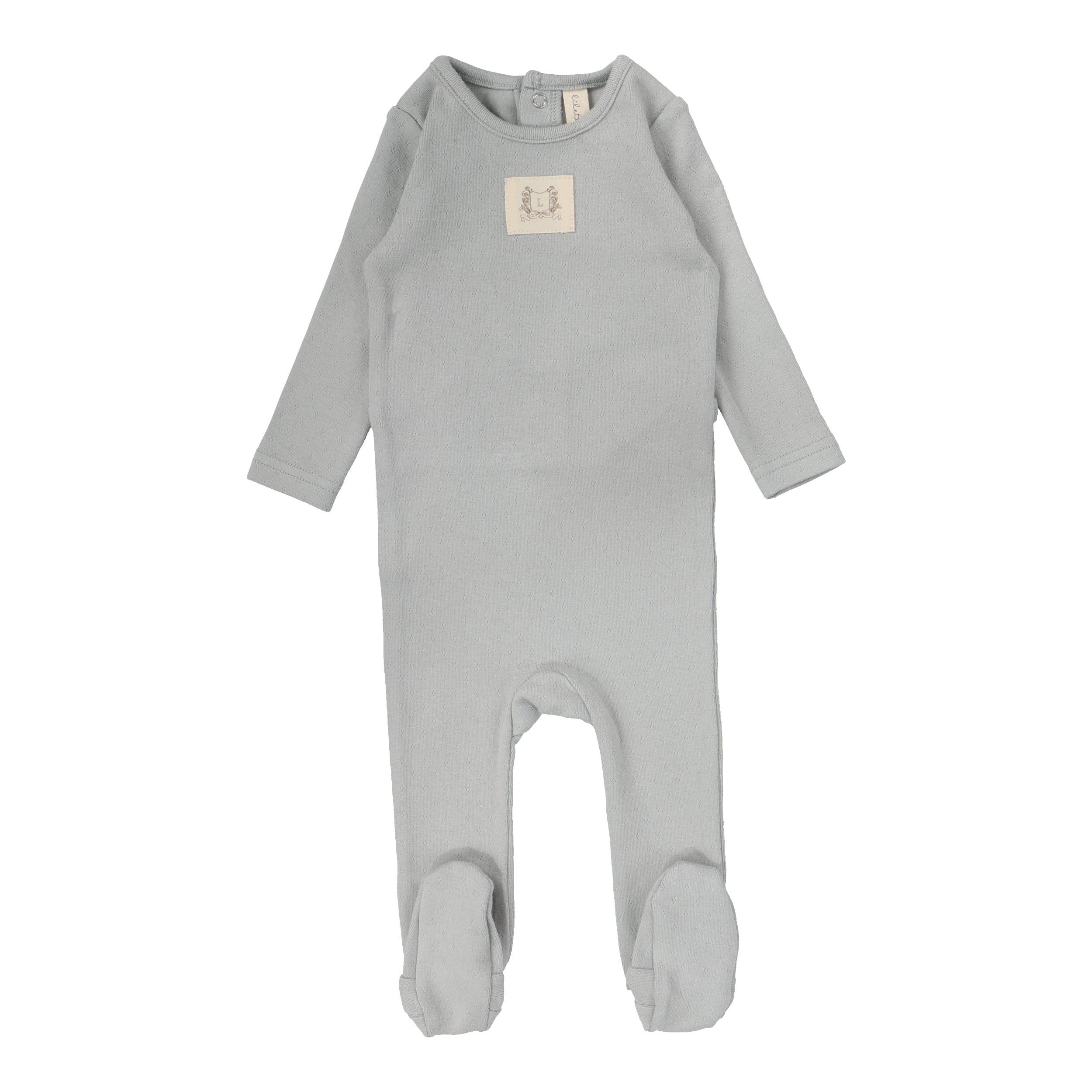 Pointelle Emblem Footie - Light Blue