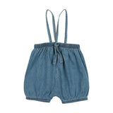 Bubble Suspender Shorts - Denim Tencel