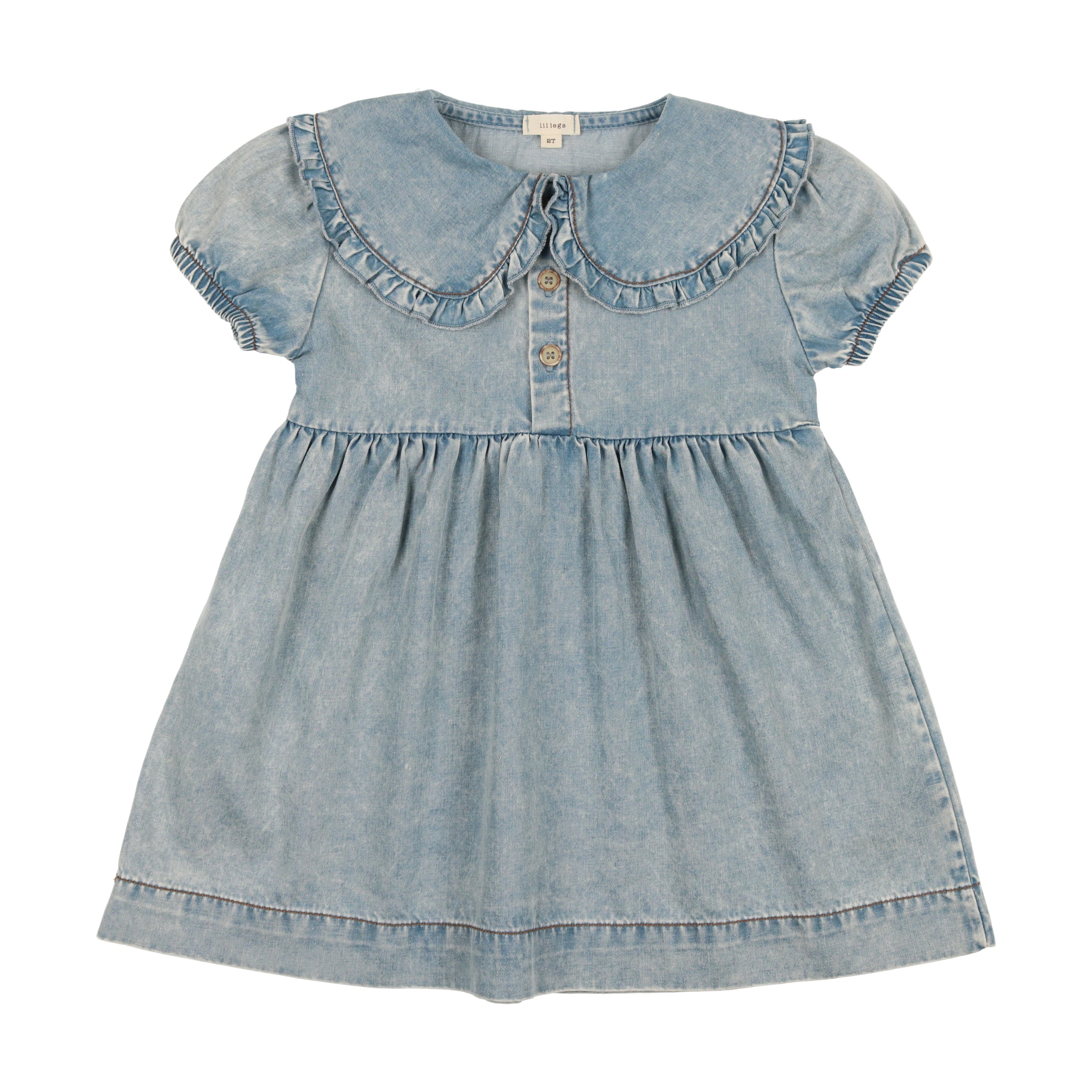 Denim Oversized Collar Short Sleeve Dress