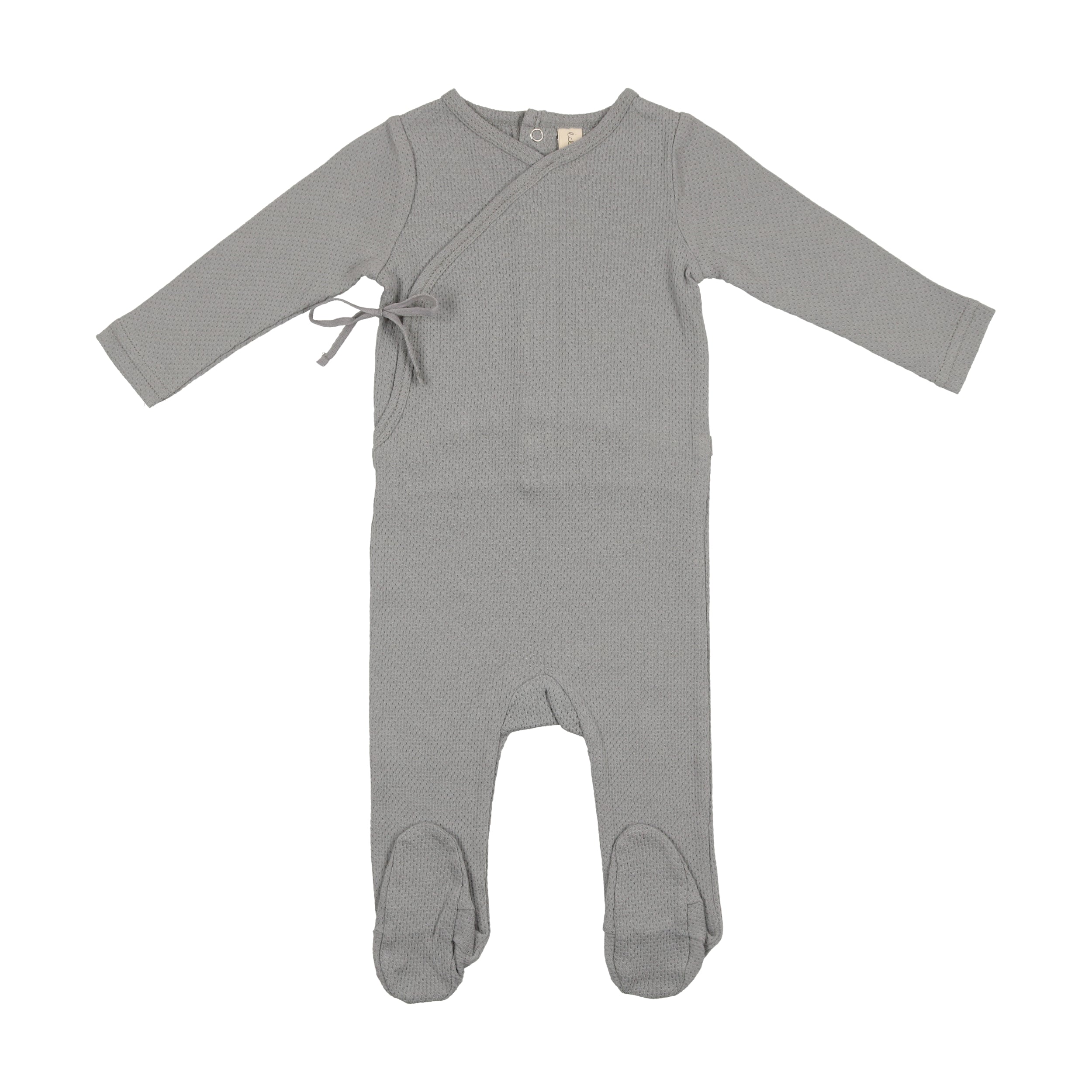 Lil Legs Pointelle Wrapover Footie and Bonnet Blue Lil Legs Pointelle Wrapover Footie and Bonnet Blue