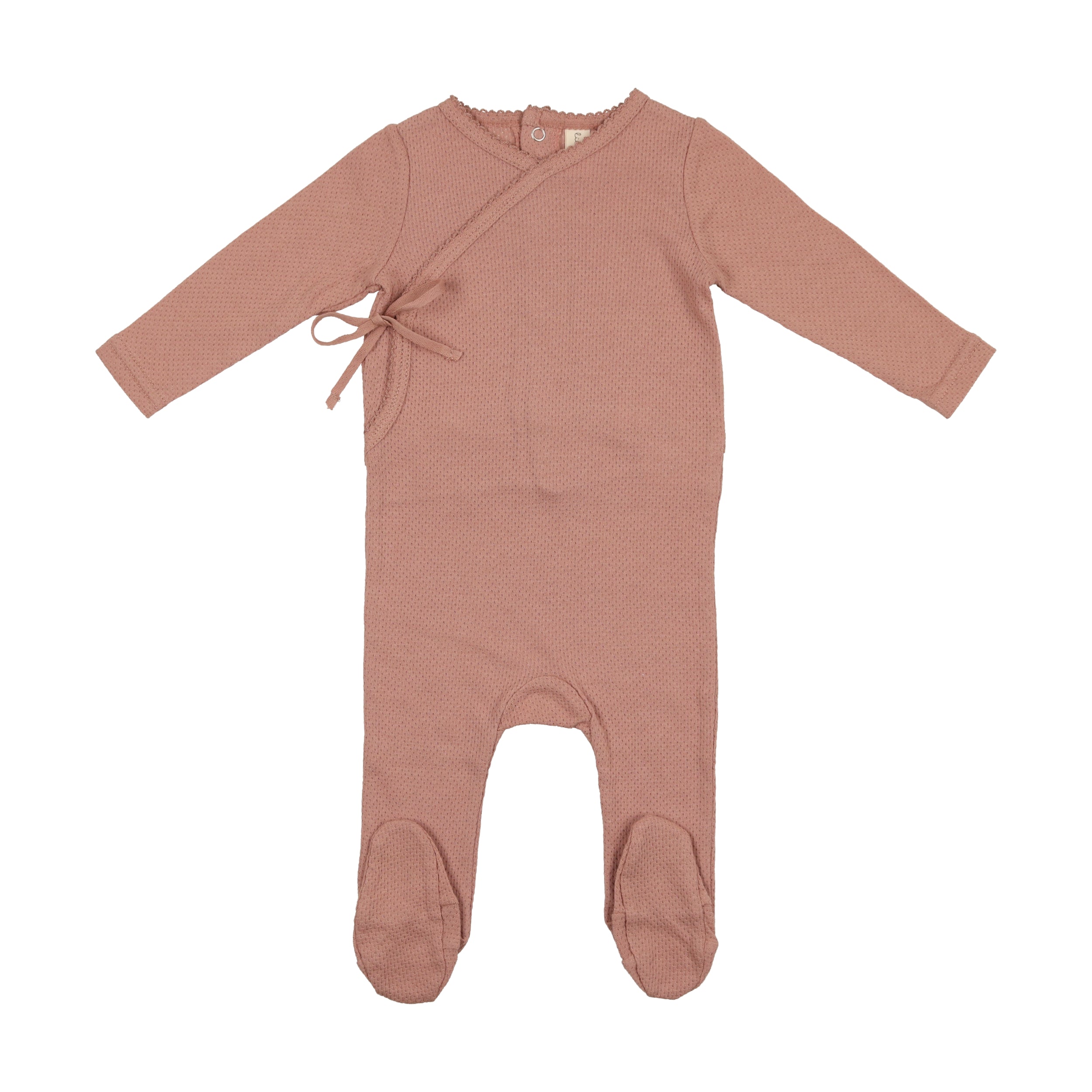 Lil Legs Pointelle Wrapover Footie and Bonnet Pink