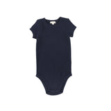 Basic Ribbed Short Sleeve Onesie -Navy